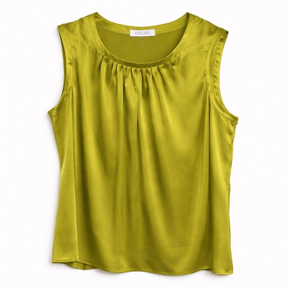 Kasper Chartreuse Satin Sleeveless Blouse Size 3X‎ NWT